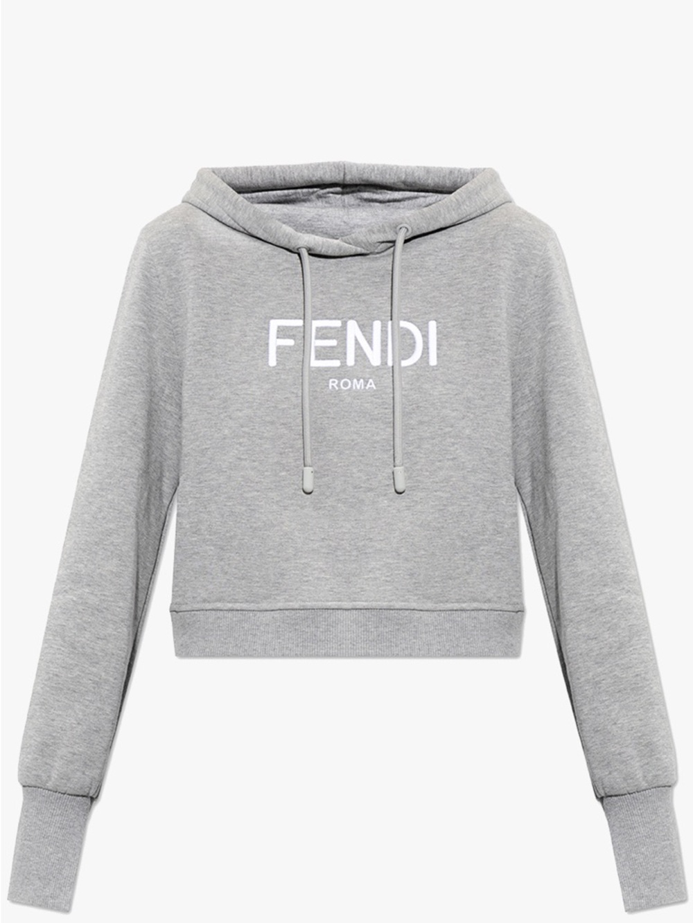Fendi Light Gray Cropped Logo Hoodie